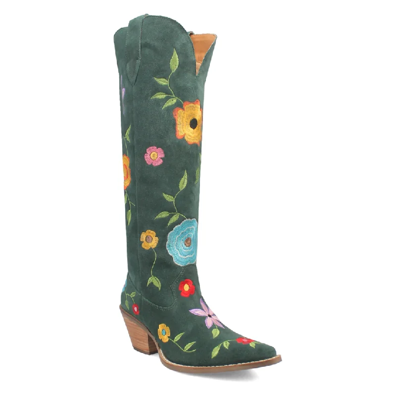 Online Exclusive | Dingo | Flower Power Suede Boot in Green **PREORDER