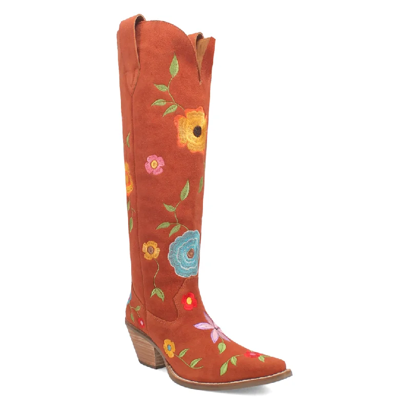 Online Exclusive | Dingo | Flower Power Suede Boot in Rust **PREORDER