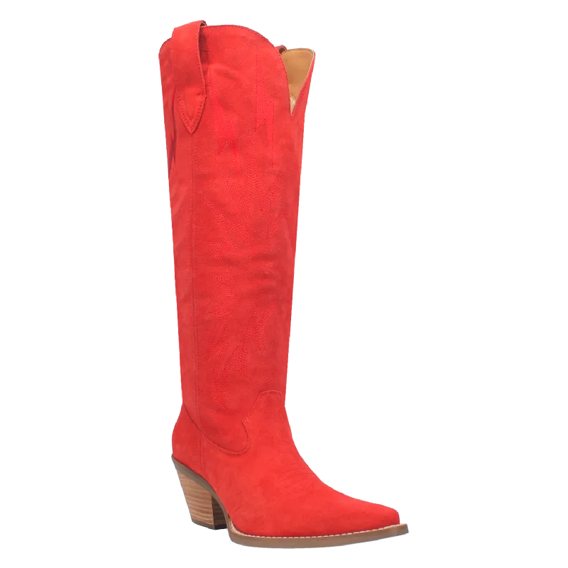 Online Exclusive | Dingo | Thunder Road Suede Leather Cowboy Boots in Red **PREORDER