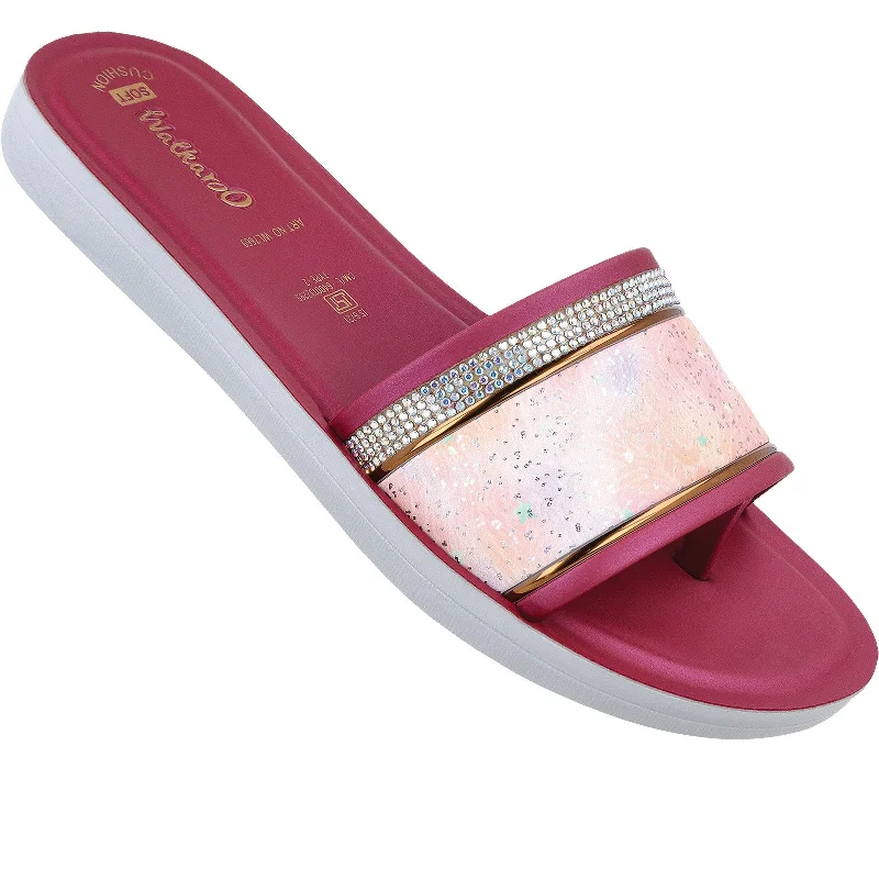 Women's Slide Sandals - WL7669 Maroon