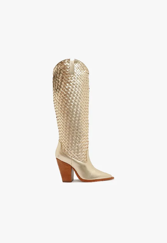 Ella Woven Metallic Leather Boot