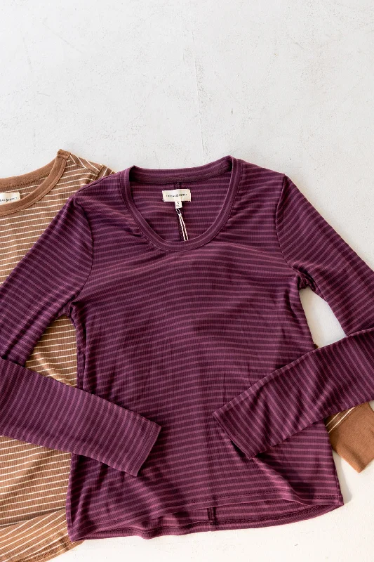 Lauren Striped Top | Eggplant Tonal