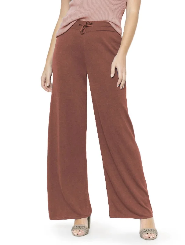 Wide Leg Linen Knit Pant In Bronze