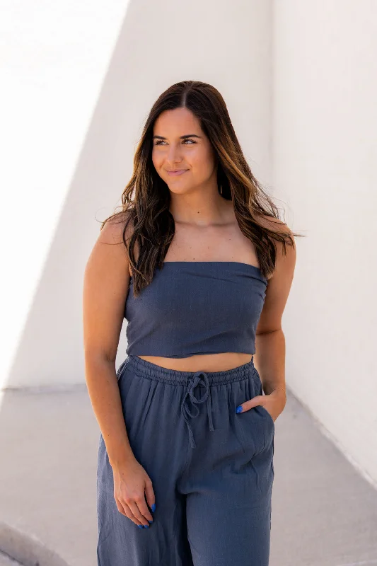 Aubrie Smocked Tube Top | Indigo