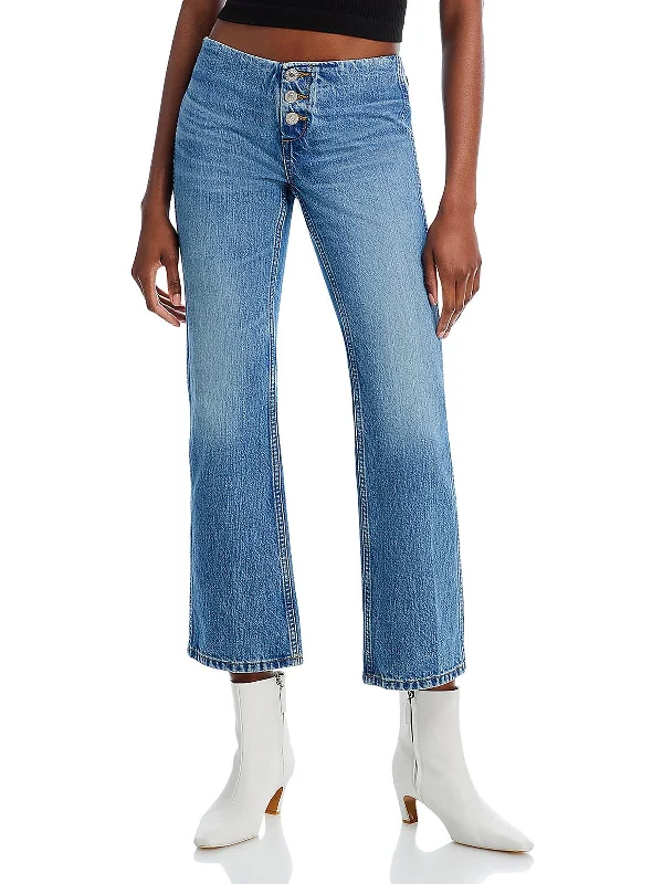 Womens Cropped High Rise Bootcut Jeans