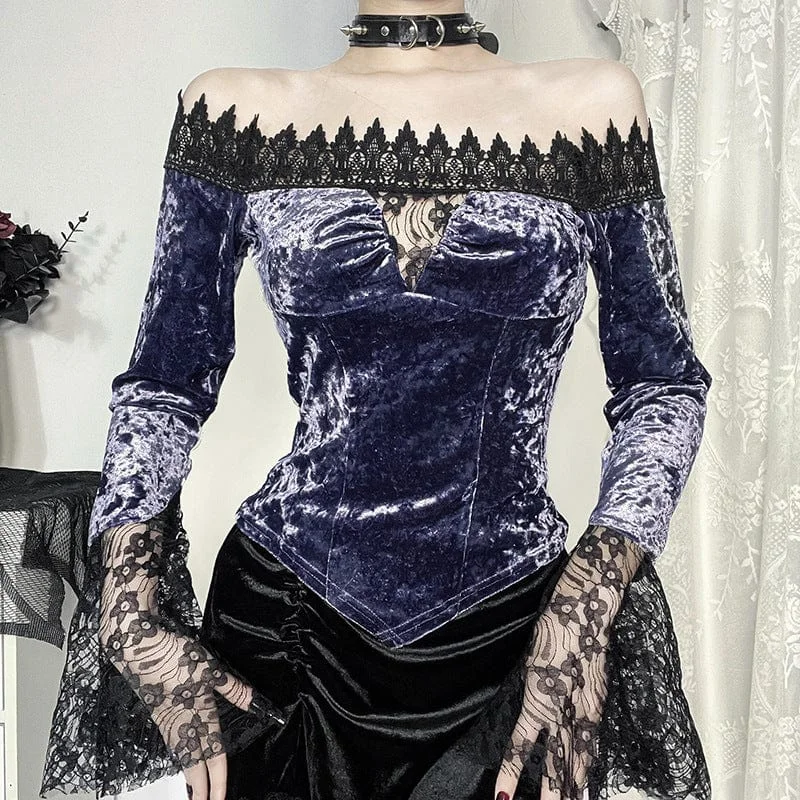 Women's Gothic Mesh Cut-out Long Sleeved Shirt