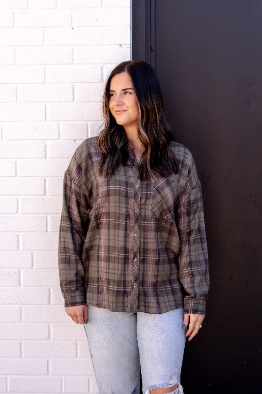 Alessia Oversized Flannel | Khaki