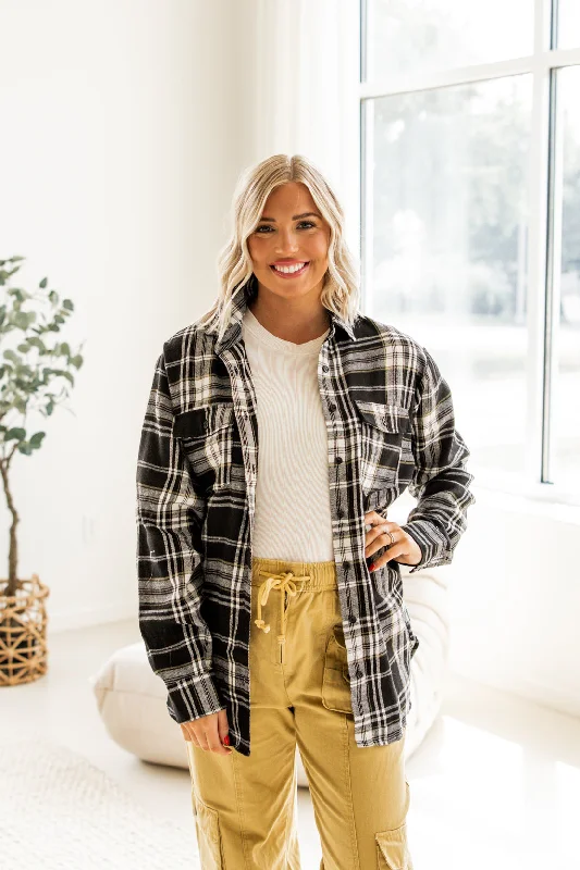 Jayda Plaid Button Down Shirt | Black