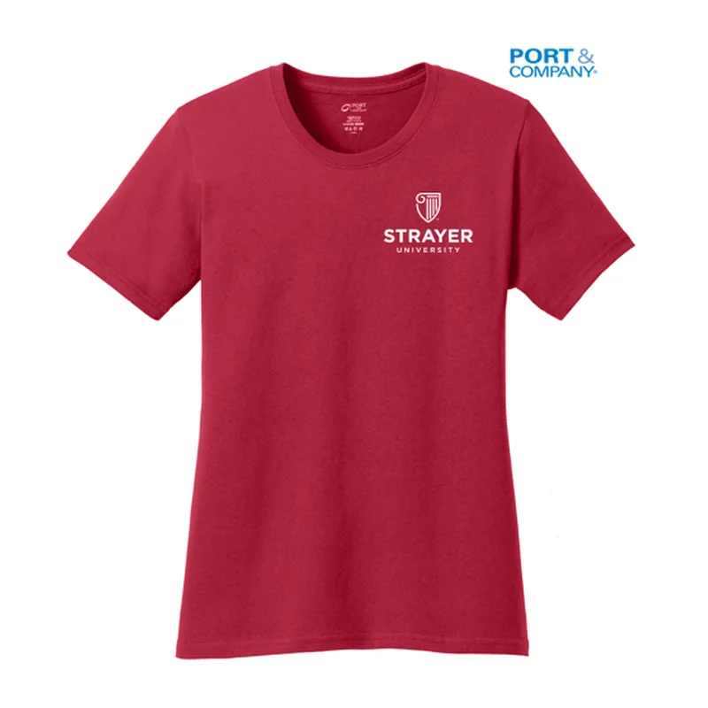 NEW STRAYER Port & Company®  LADIES Core Blend Tee-RED