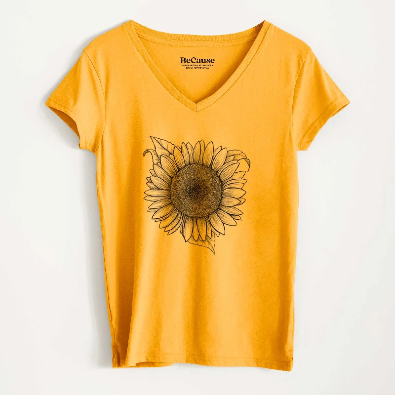 Lemon Queen Sunflower - Helianthus Annuus - Women's 100% Recycled V-neck