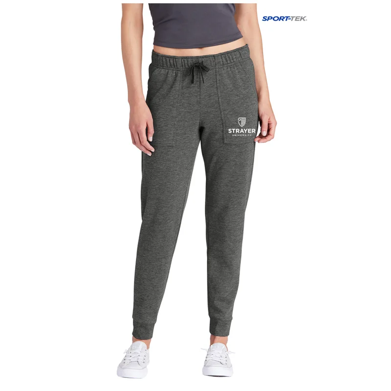 NEW STRAYER Sport-Tek ® Ladies PosiCharge ® Tri-Blend Wicking Fleece Jogger-Dark Grey Heather