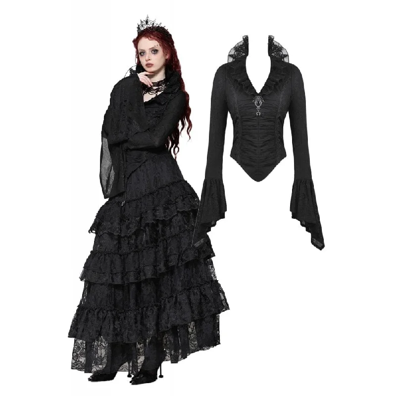 Women's Gothic Mesh Diamond Long Sleeved Shirt