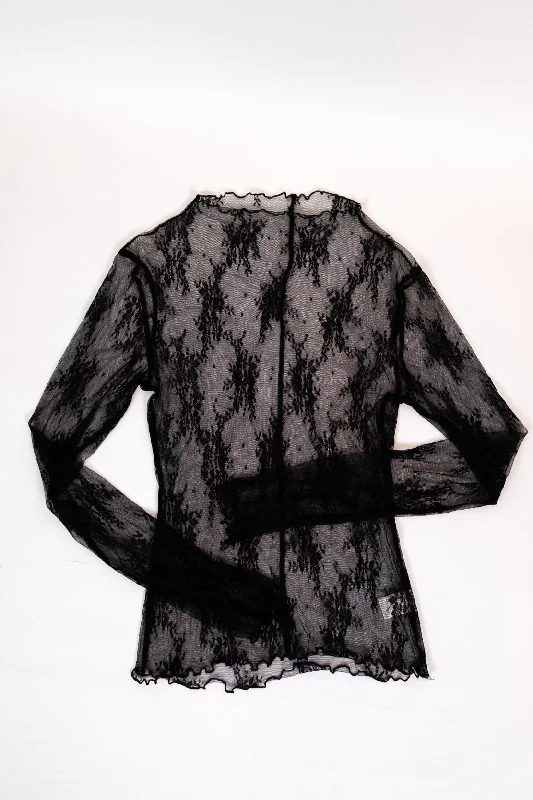 Annabelle Mesh Lace Top | Black