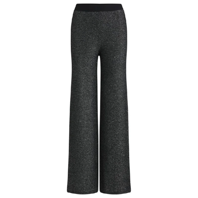 Knitted straight-leg trousers in sequinned yarns