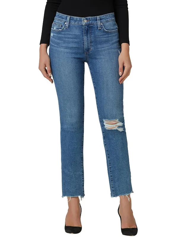 Womens Boyfriend Distressed Cropped Jeans