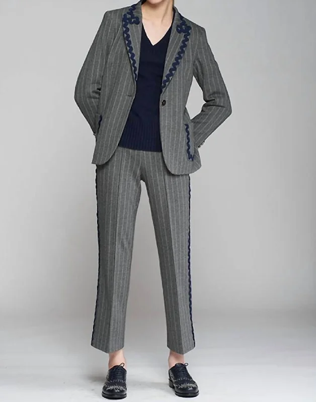 Carole Pinstripe Pant In Grey