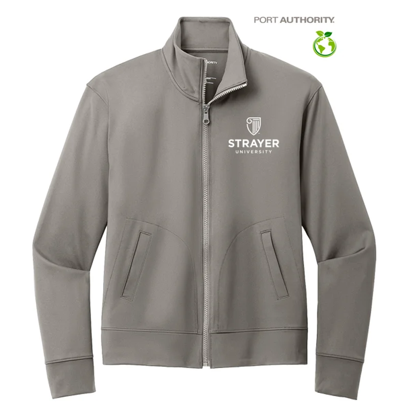 NEW STRAYER Port Authority® Ladies C-FREE® Double Knit Full-Zip - Smoke Grey