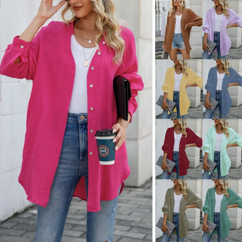 Women's Fashion Casual V-neck Long-sleeve Shirt