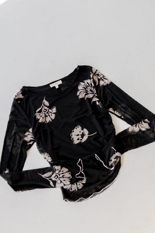 Brielle Floral Mesh Top | Black