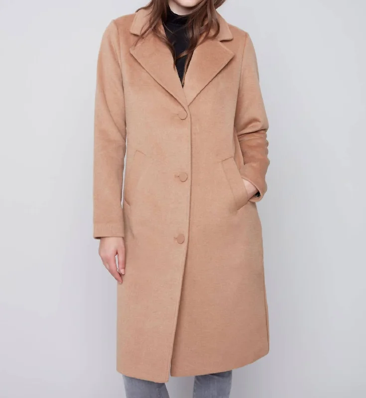 Long Coat Hepburn Style In Truffle