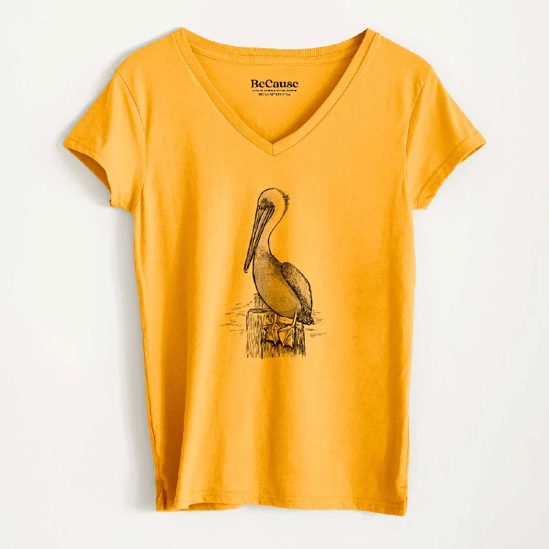 Pelecanus occidentalis - Brown Pelican - Women's 100% Recycled V-neck