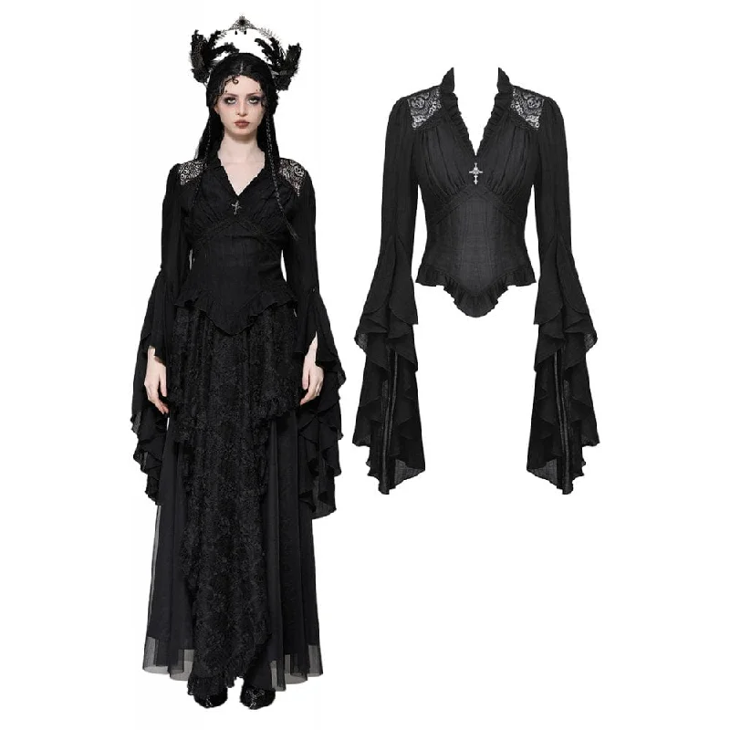 Women's Gothic Pleated Toned Horn Long Sleeved Shirt