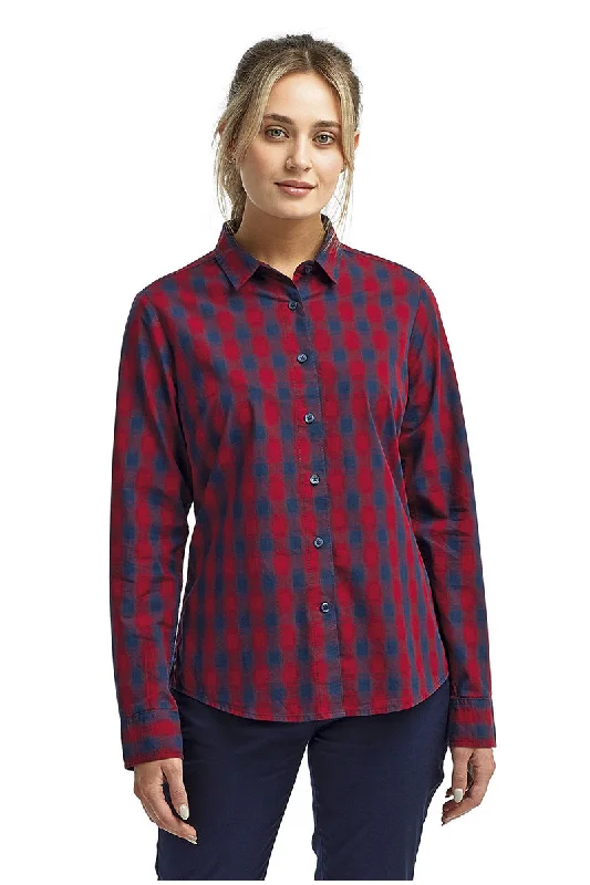 Women's Mulligan Check Long Sleeve Cotton Shirt (Red / Navy)