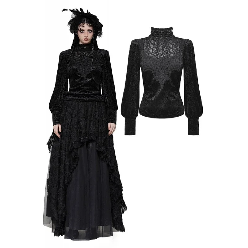 Women's Gothic Floral Lace Long Sleeved Shirt