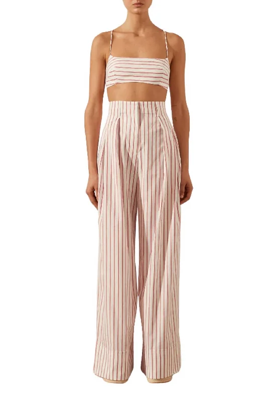 Ribiero High Waisted Relaxed Pants In Ivory/roma Red