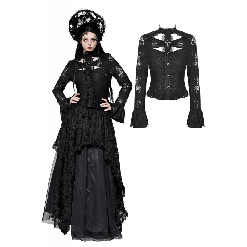 Women's Gothic Cut-out Lace Long Sleeved Shirt