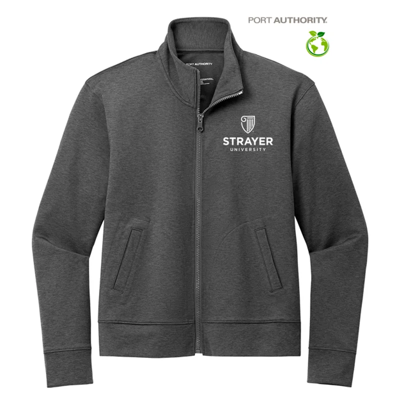 NEW STRAYER Port Authority® Ladies C-FREE® Double Knit Full-Zip - Grey Steel Heather