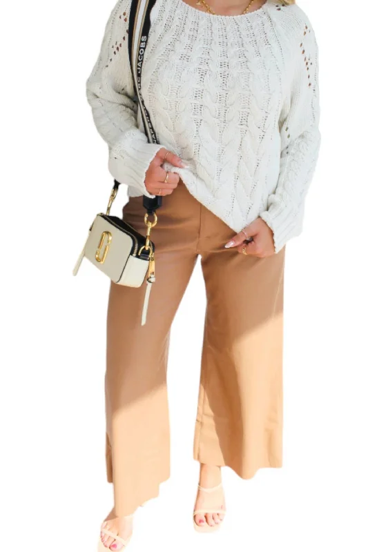 Fall Ready Soft Leather Pants In Tan