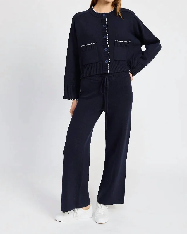 Rochelle Knit Sweater Lounge Pant In Navy