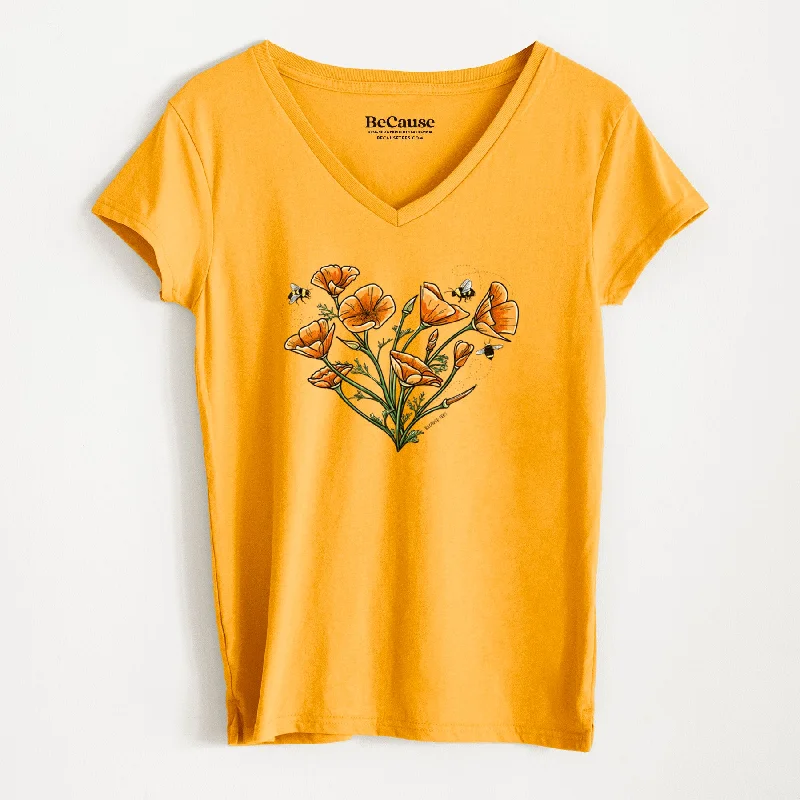 Color California Poppy Heart - Women's 100% Recycled V-neck