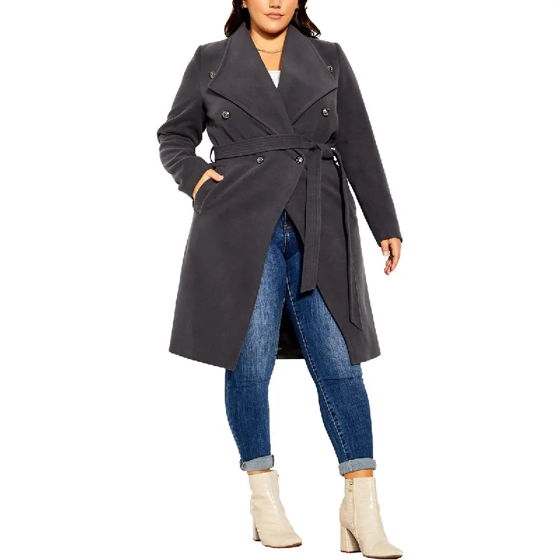 City Chic Womens Plus Sassy Mili Cold Weather Fleece Pea Coat