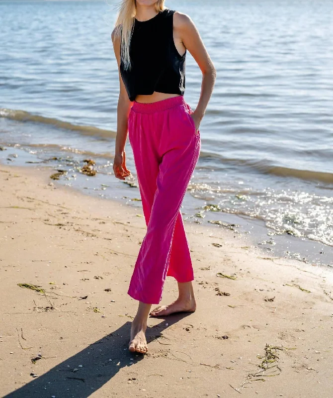 Wide Leg Pants In Hot Pink