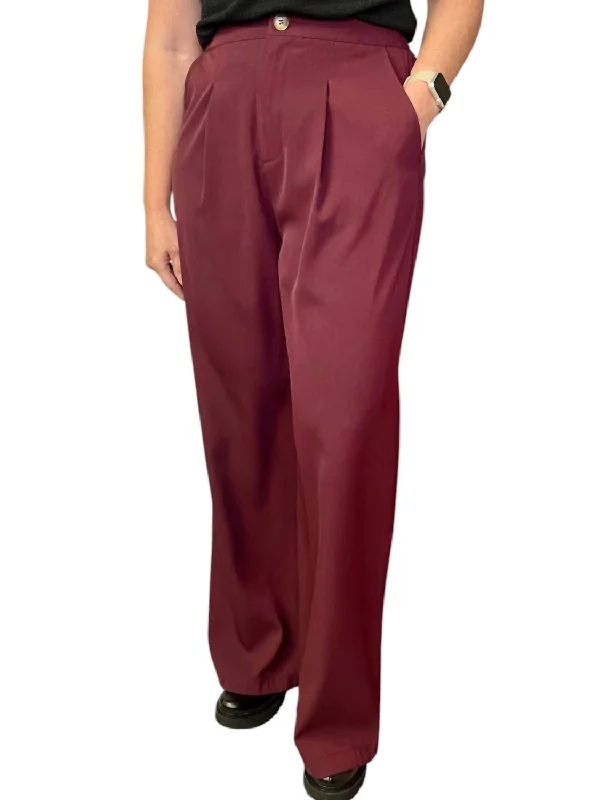 Silent Streets Wide Leg Pants In Wine