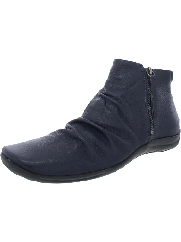 Abigail Womens Leather Gathered Ankle Boots