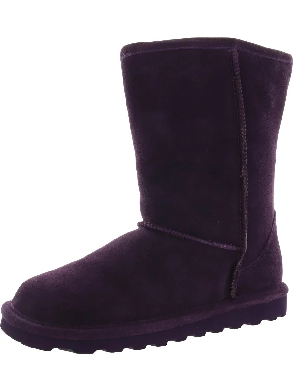 Elle Short Womens Faux Fur Lined Suede Booties