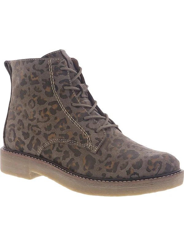 Resee Womens Leather Leopard Booties