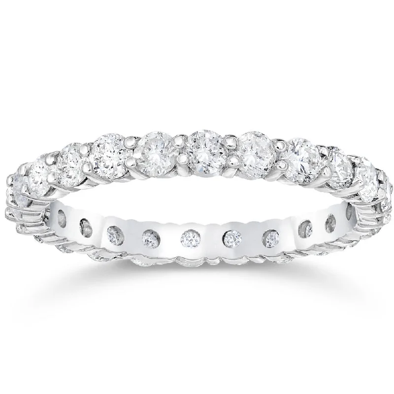 1 1/2 Ct Diamond Eternity Ring Women's Stackable 14k White Gold Band Lab Grown