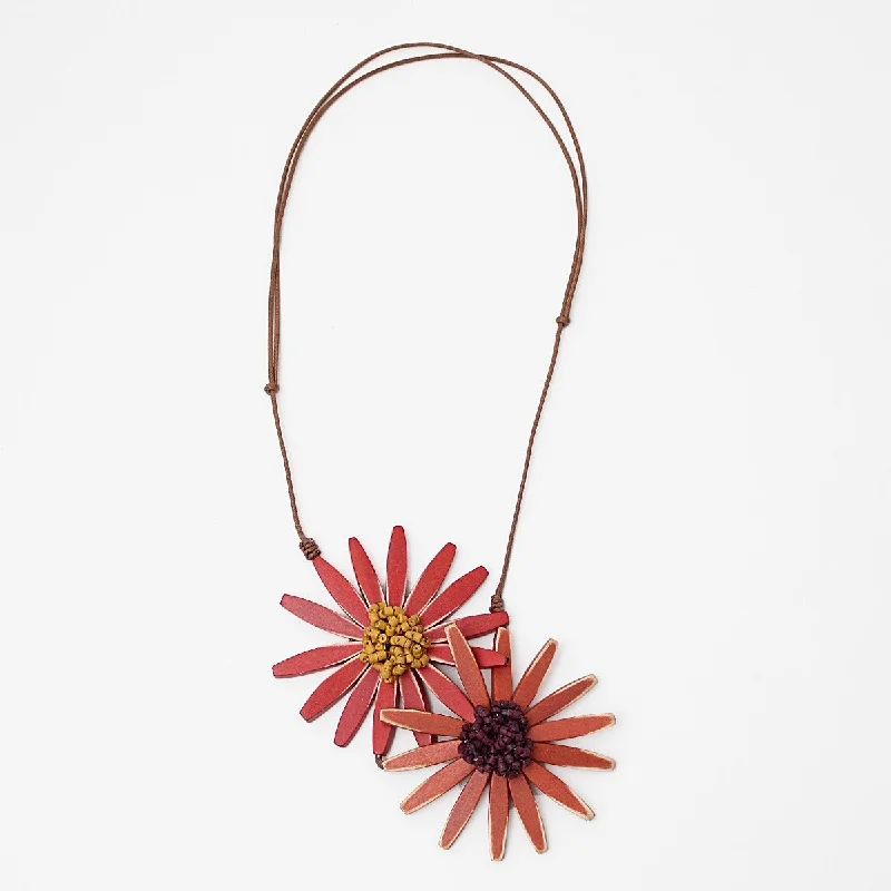 Orange Amaya Double Flower Statement Necklace