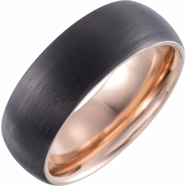 Black & 18K Rose Gold PVD Tungsten Band