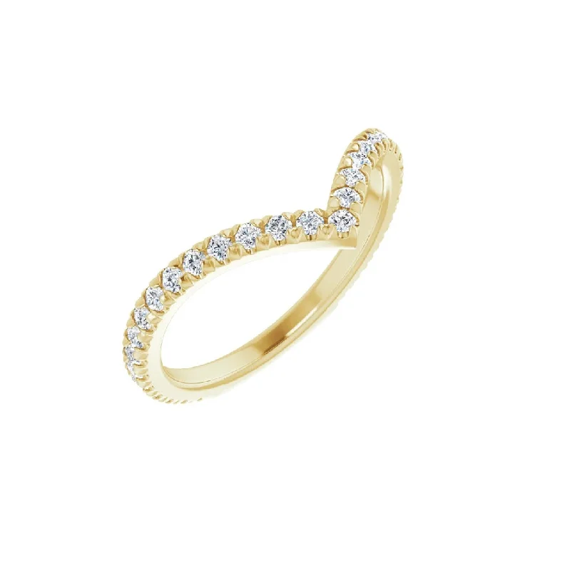 14K Gold Chevron Shape Lab-grown Diamond Ring Wedding Band