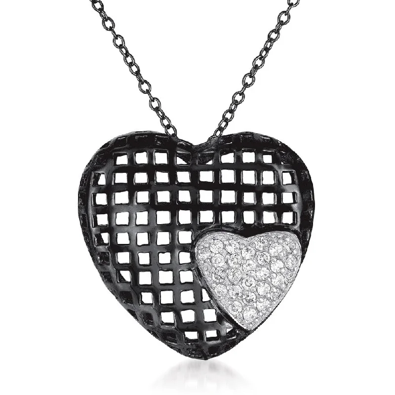 La Roche Black Soulmate Overlay Hearts Pendant