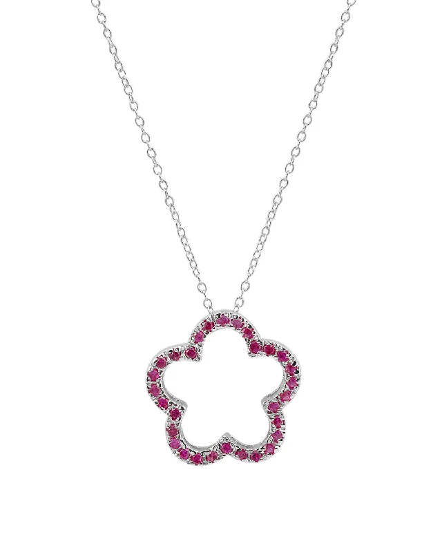 Sterling Silver Cubic Zirconia Small Open Flower Necklace