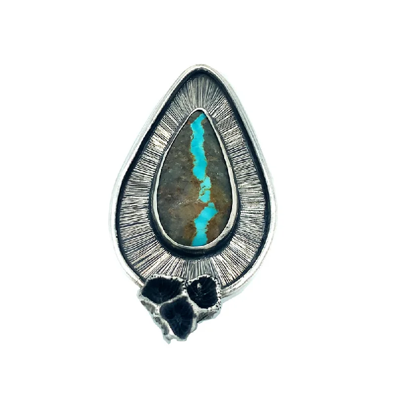 Turquoise and Silver Ring - "Ancient Seabed"