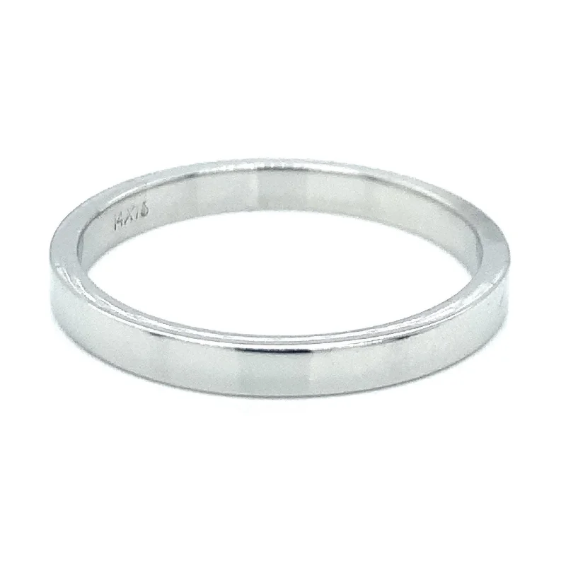 14K White Gold Flat Wedding Band