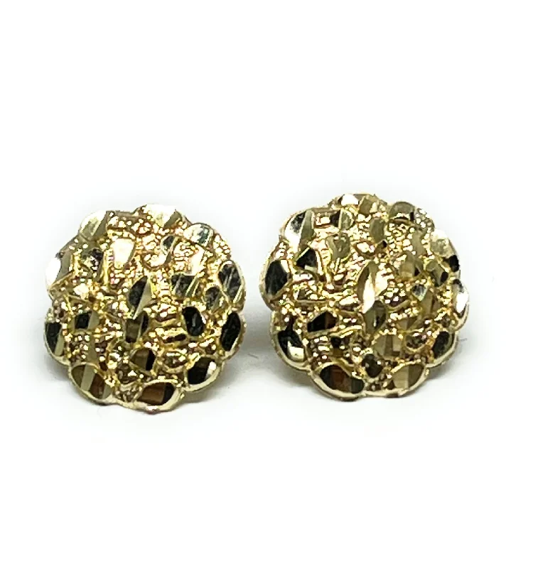 10k Solid Gold Yellow Nugget Cluster Stud Earrings (SM,MED,LG, XL)