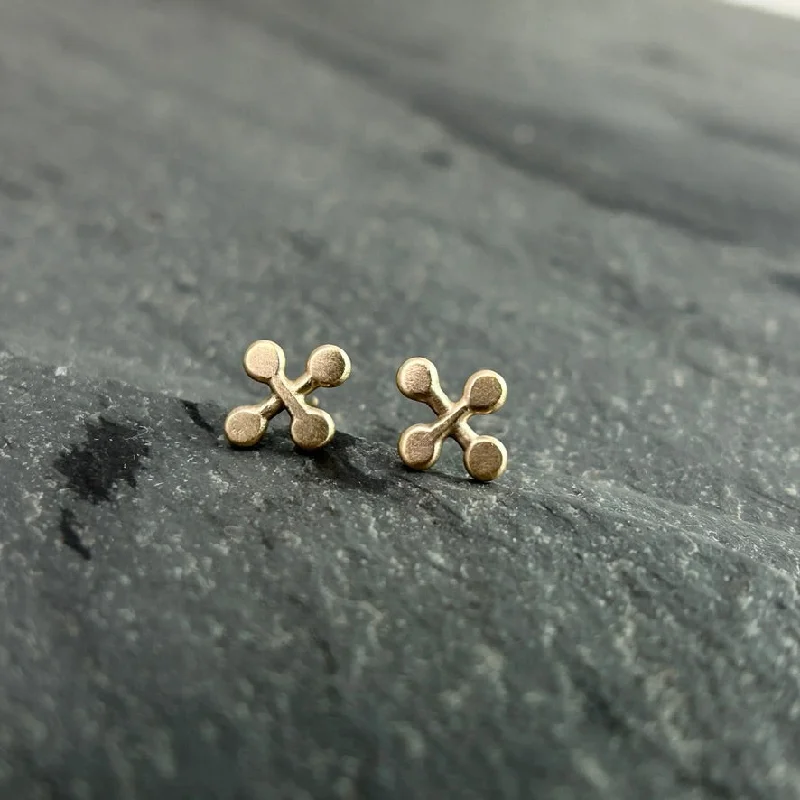 14k Teensy Cross Studs